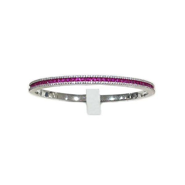 Gold Bangle Bracelets-Sterling Silver Ruby Bangle