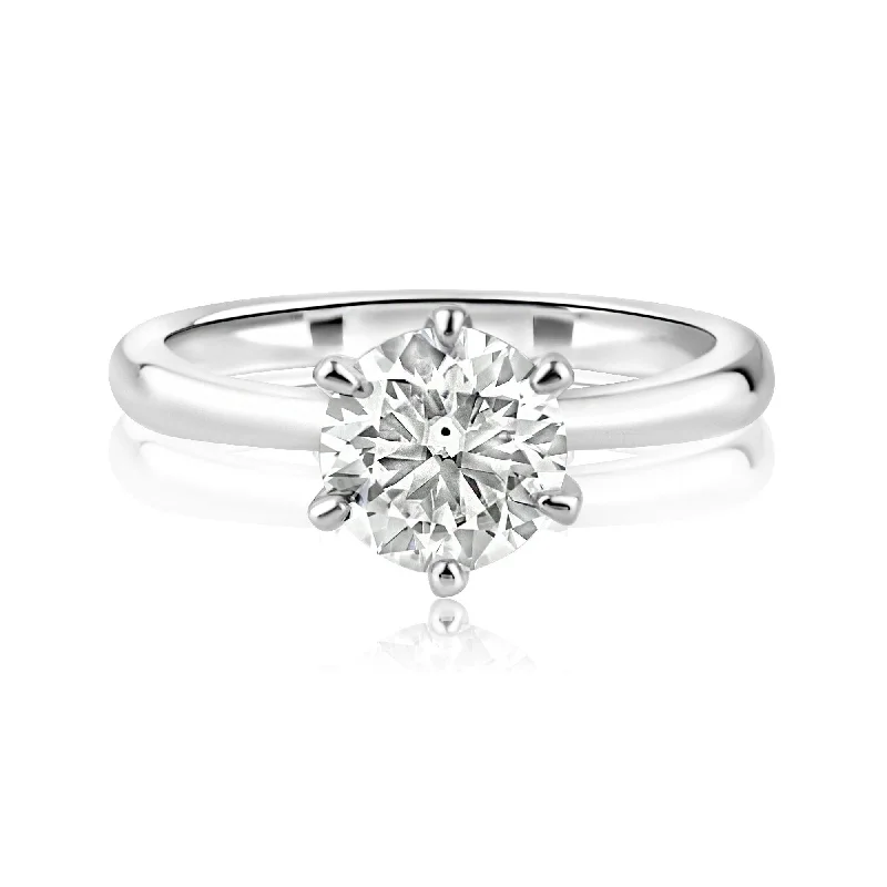 Wedding Ring Sets for Brides-Rhodium Plated 925 Sterling Silver 1 Carat Moissanite Ring - MBGR00001