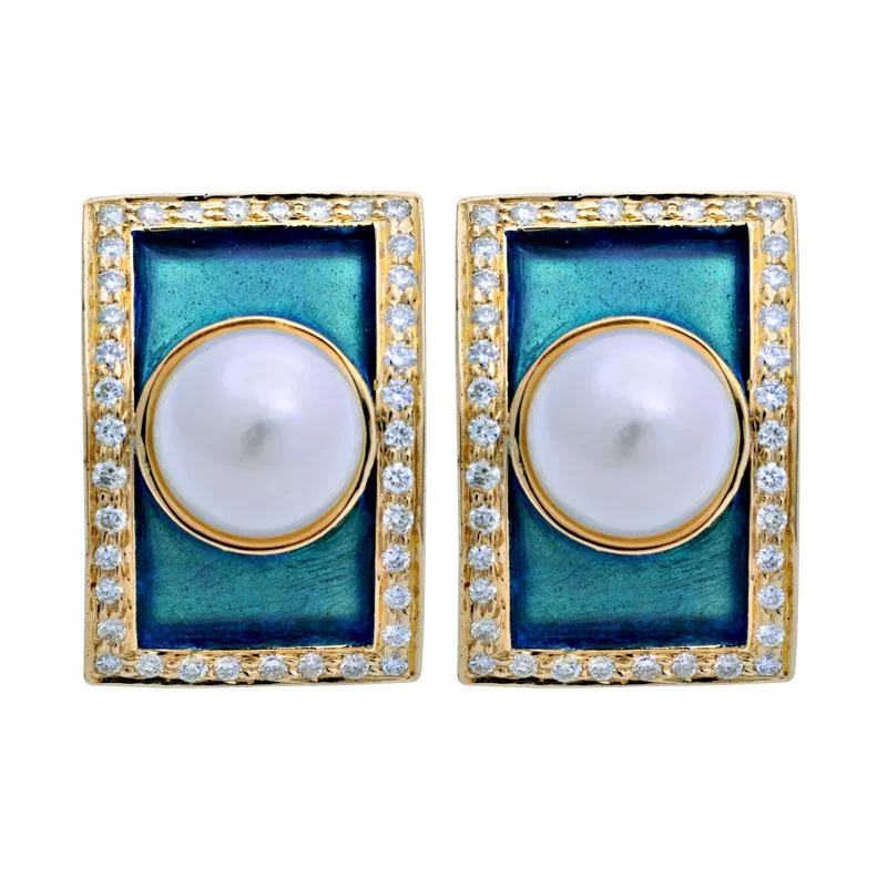 Wedding Jewelry Earrings-Earrings-South Sea Pearl and Diamond (Enamel)  (2039G)