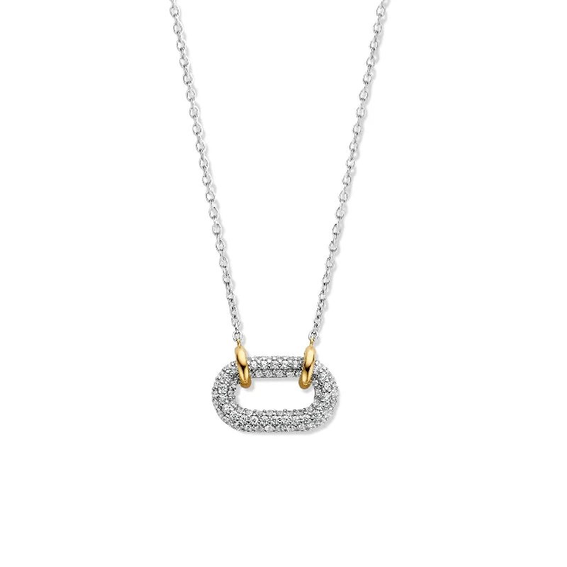 Personalized Name Necklaces-Ti Sento Cubic Zirconia Open Link Necklace