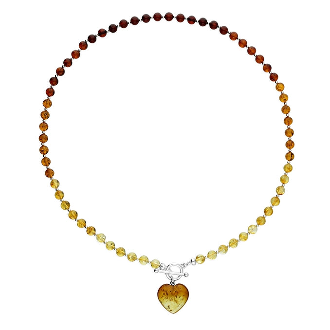 Handcrafted Gemstone Necklaces-Sterling Silver Amber Charm Necklace