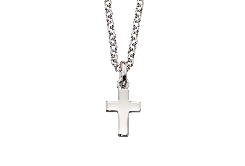 Trendy Silver Chain Necklaces-Little Star Kaia Plain Small Cross Pendant and Chain