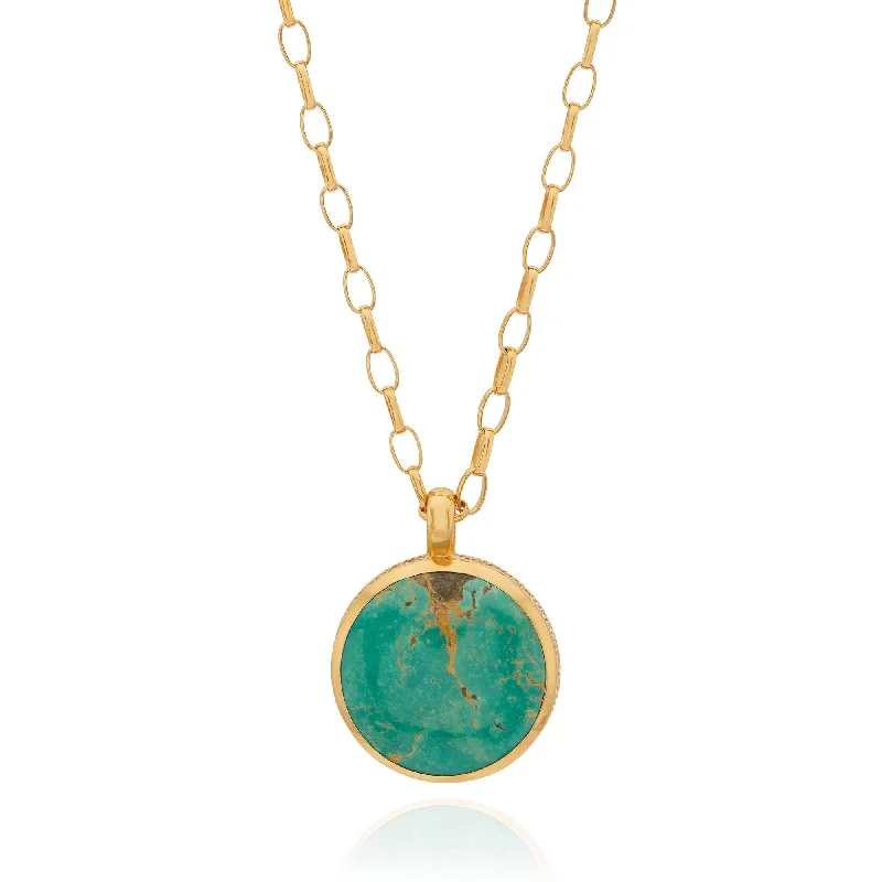 Custom Diamond Necklaces-Anna Beck Gold Turquoise Pendant Necklace