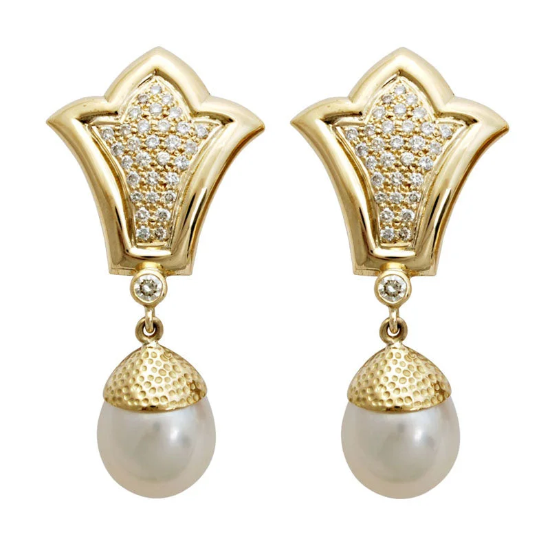 Premium Silver Earrings-Earrings- Pearl And Diamond (1560H)