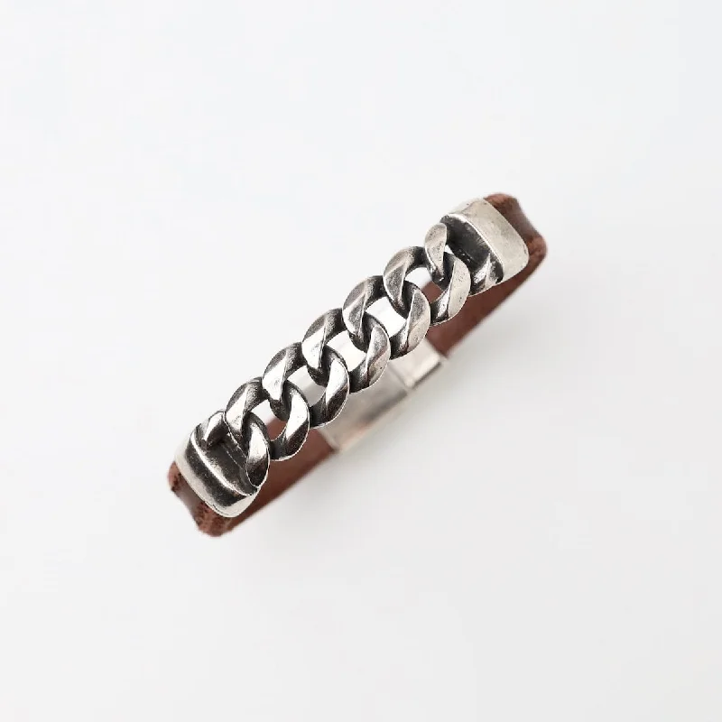 Statement Bracelets for Women-Indus Brown Leather Bracelet