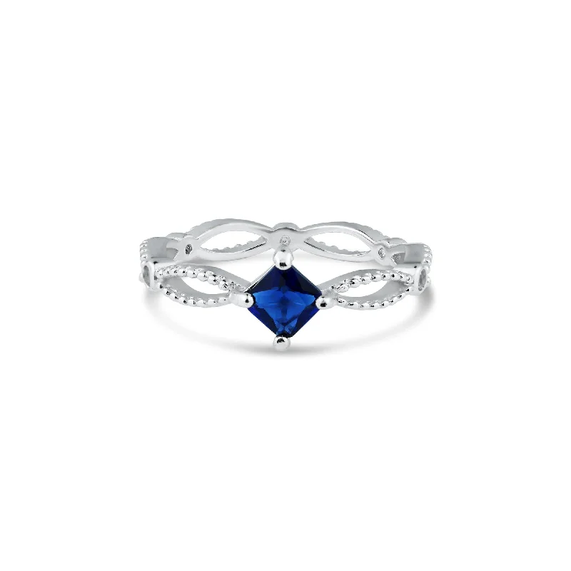 Men’s Gold Rings-Rhodium Plated 925 Sterling Silver Marquise Blue CZ Ring - BGR01362BLU