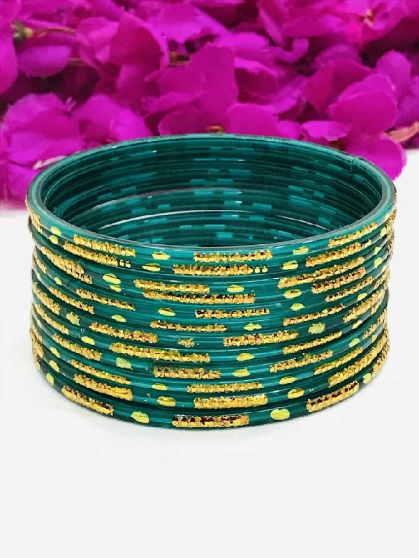 Gorgeous Diamond Bangles-Pretty Teal Green Color New Design Glass Bangles For Women