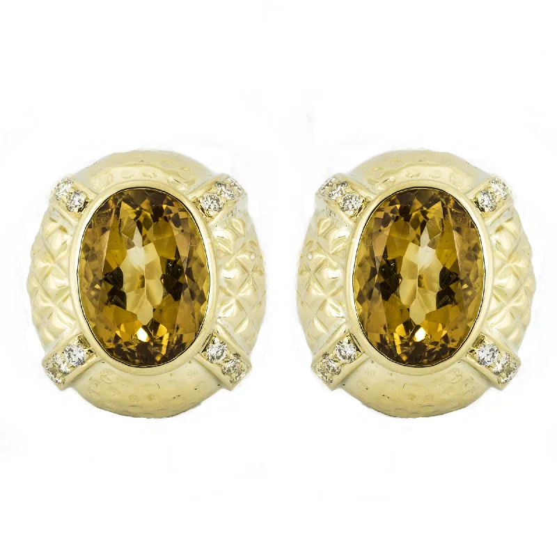 Luxury Diamond Earrings-Earrings- Citrine And Diamond (1445A)