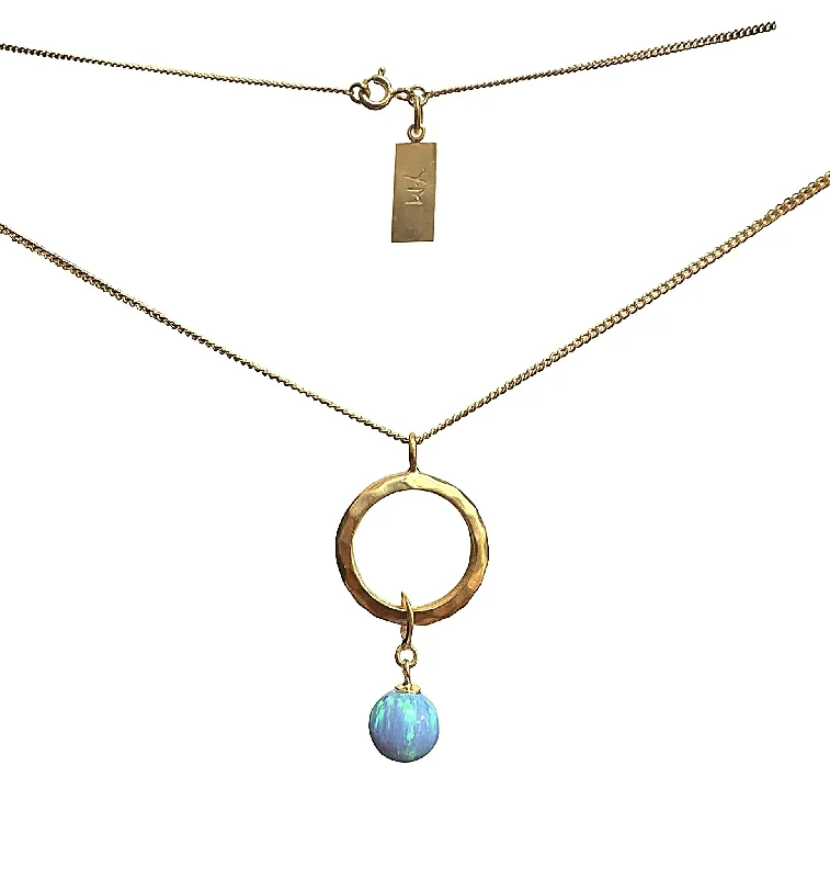 Silver Chain Necklaces-Yaron Morhaim 14ct Gold Vermeil Opal Necklace