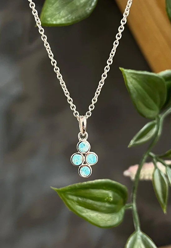 Fashionable Name Necklaces-Unique & Co Sterling Silver Turquoise Pendant Necklace