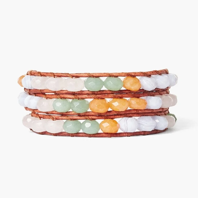 Elegant Cuff Bracelets-Pastel Mix Three Wrap Bracelet