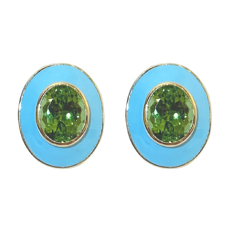 Stylish Earrings for Brides-Earrings - Peridot with enamel in 18K gold