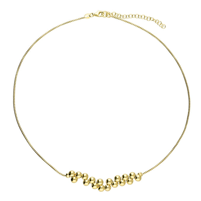 Gold Choker Necklaces-18ct Gold Plated Silver Central Double Bead Necklace