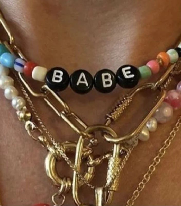 Trendy Heart Shape Necklaces-Babe Seedbead Necklace