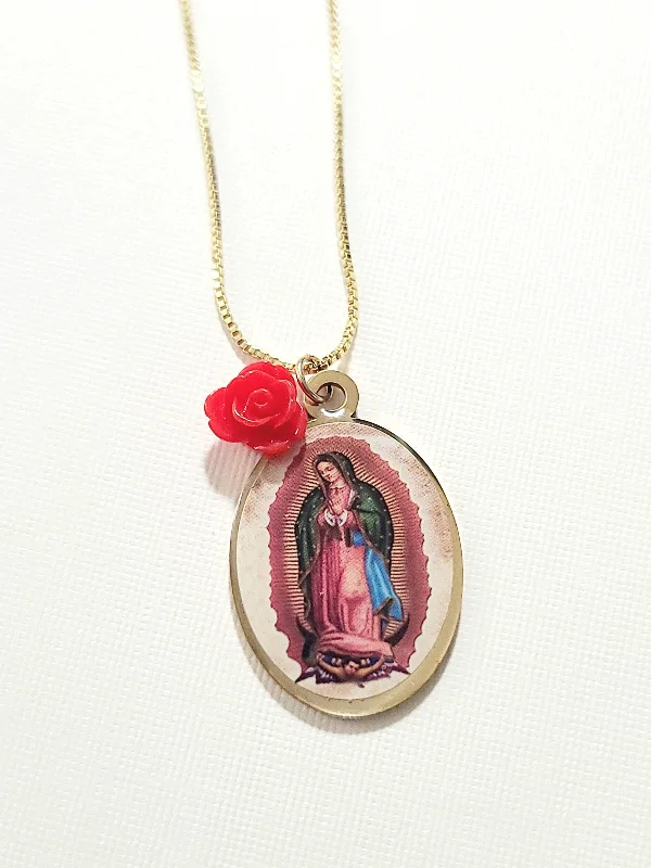 Gold Infinity Necklaces-Virgen Vintage Charm Necklace