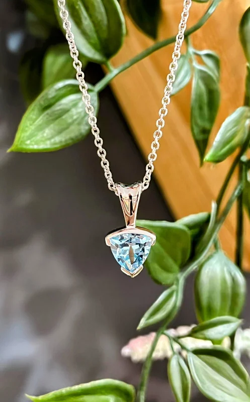 Romantic Gold Necklaces-Unique & Co Sterling Silver Blue Topaz Pendant Necklace