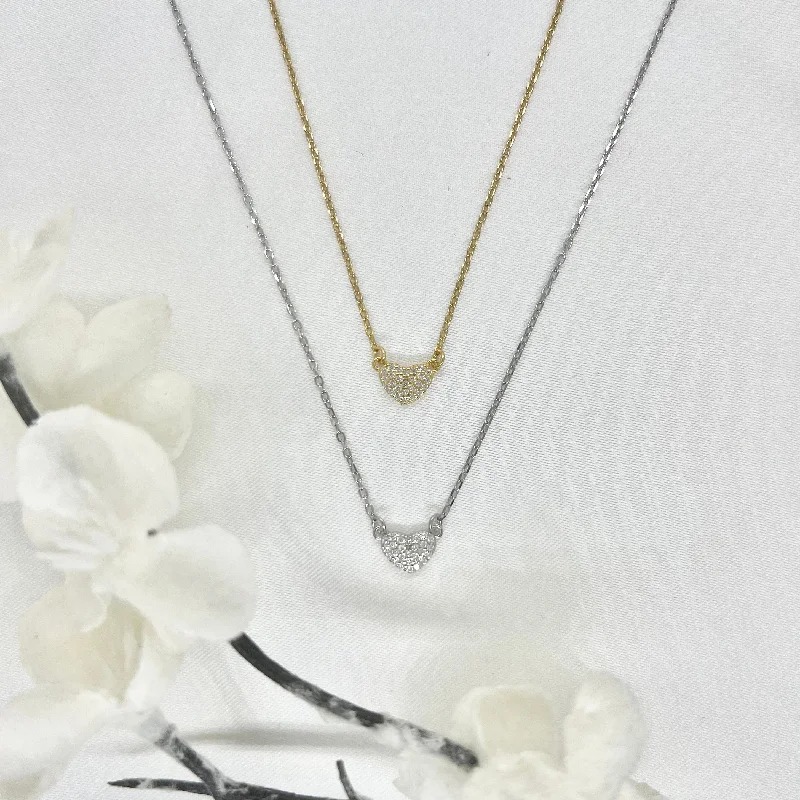 Statement Chain Necklaces-18k/925 Vermeil CZ Heart Necklace