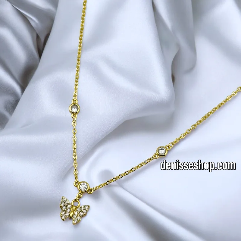 Unique Chain Necklaces-14K / WOMEN BUTERFLY THIN NECKLACE N114