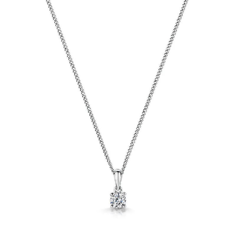 Wedding Pendant Necklaces-Jools Sterling Silver 0.4cm Cubic Zirconia Pendant Necklace