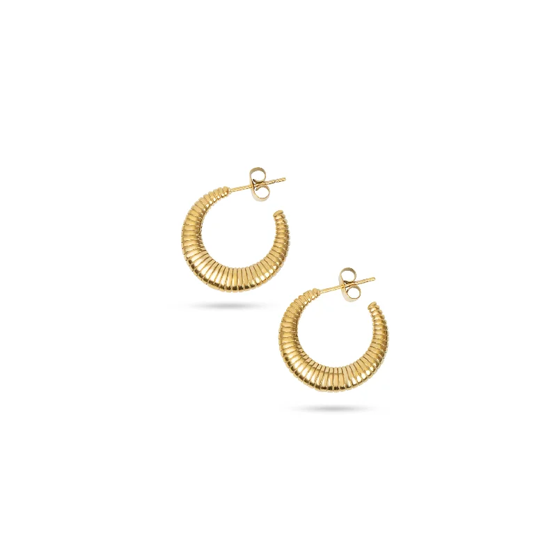 Simple Diamond Earrings-THE BOLD LINEAR HOOPS