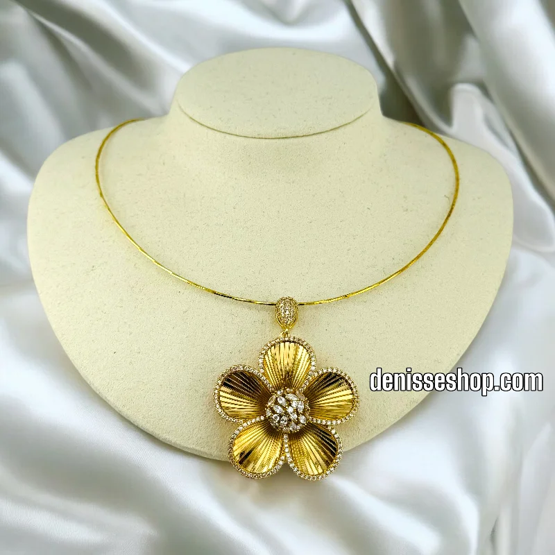 Simple Chain Necklaces-14K / WOMEN FLOWER FASHION NECKLACE N104