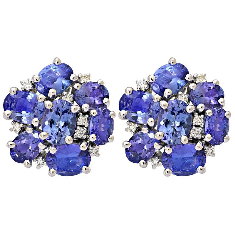 Stylish Earrings for Brides-Earrings-Tanzanite and Diamond  (223FS)