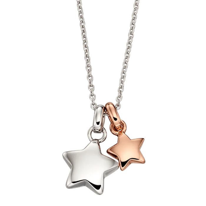 Vintage Chain Necklaces-Little Star Suki Rose Gold Sterling Silver Double Star Pendant