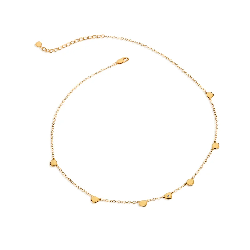 Trendy Heart Shape Necklaces-Hot Diamonds Gold Vermeil Beach Necklace