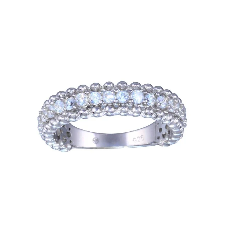 Designer Wedding Rings-Rhodium Plated 925 Sterling Silver Clear CZ Ring - BGR01318CLR