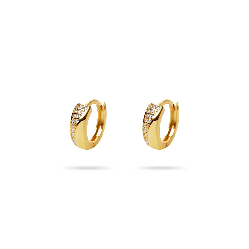 Luxury Diamond Stud Earrings-THE TOUCH OF STONE HUGGIE HOOP EARRINGS