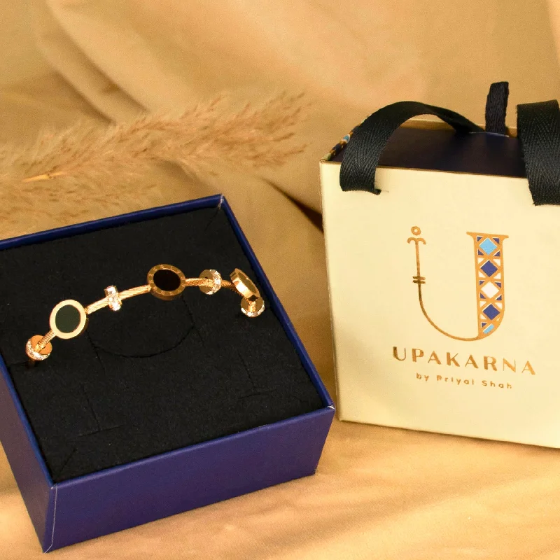 Bold Gold Bangles-Classic Black Pearl Bangle + Gift Box