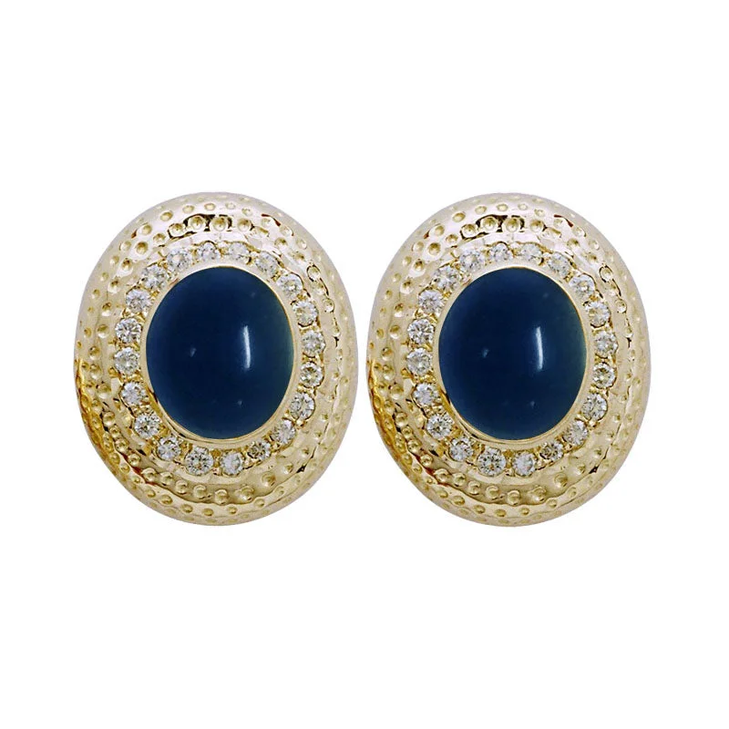 Affordable Gold Earrings-EARRINGS- IOLITE AND DIAMOND