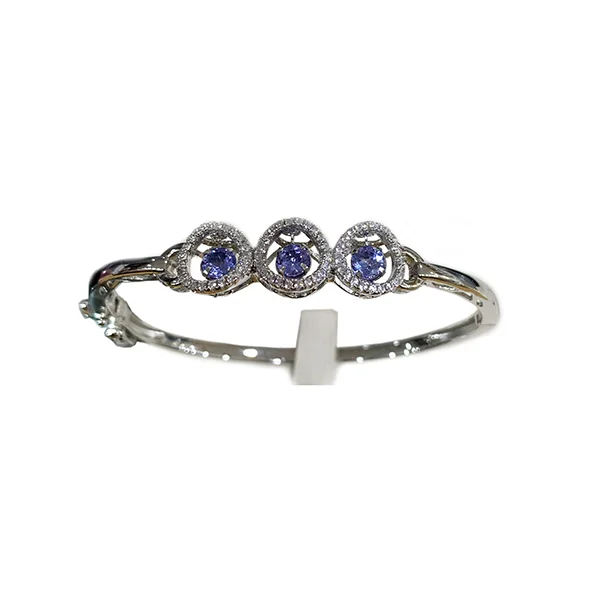 Ethnic Style Bangles-Sterling Silver Tanzanite Bangle