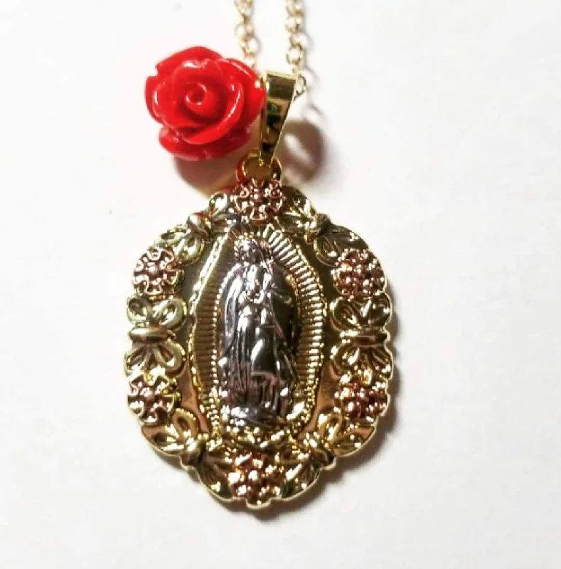 Vintage Style Necklaces-Virgen de Guadalupe Charm Necklace