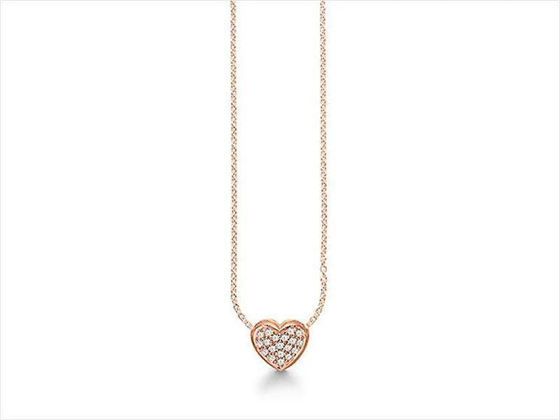 Minimalist Silver Necklaces-Story Necklace - Pave CZ Heart