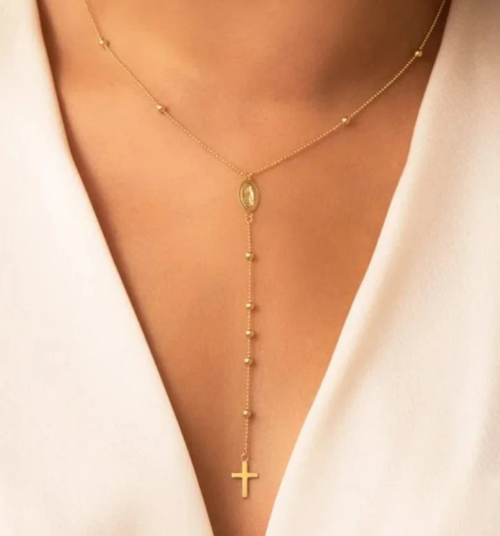 Handcrafted Gold Necklaces-14kt Rosary Chain Necklace