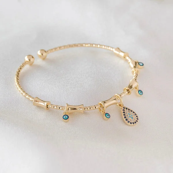 Handcrafted Bangle Sets-Pear Studded Charm Bangle