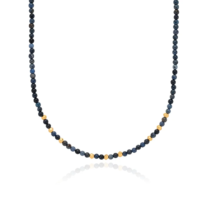 Classic Gold Necklaces-Anna Beck Gold Dumortierite Beaded Necklace