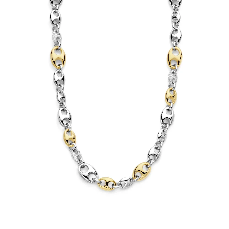 Luxury Gemstone Pendant Necklaces-Ti Sento Gold Silver Cubic Zirconia Coffee Bean Necklace