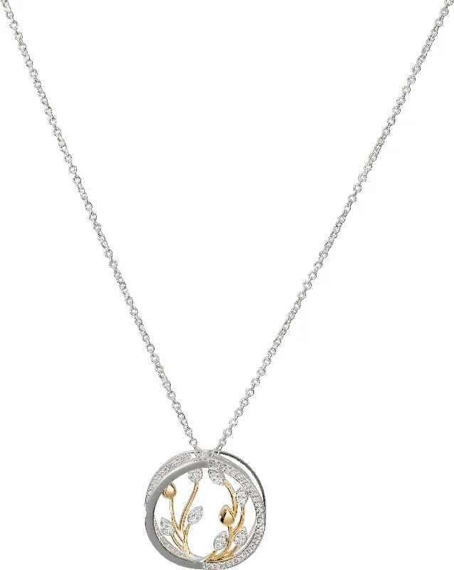 Delicate Gold Necklaces-Unique & Co 3D 18ct Gold & Sterling Silver CZ Flowerbuds Necklace