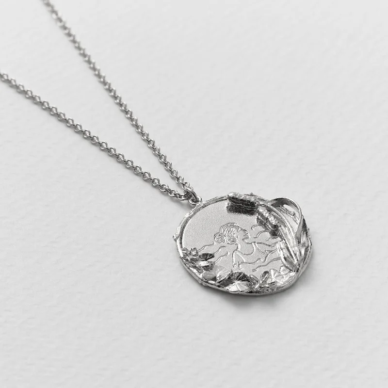 Elegant Personalized Necklaces-Alex Monroe Silver Wild Swimming Medallion Necklace