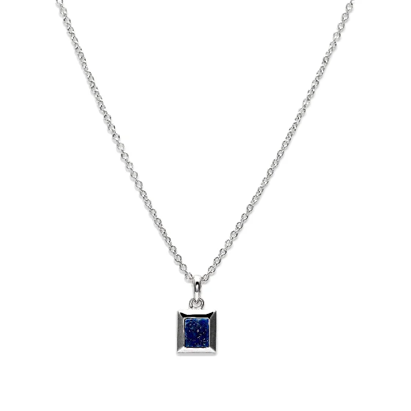 Long Statement Necklaces-Unique & Co Square Lapis Pendant