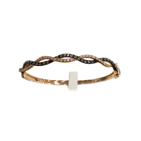 Modern Silver Bangles-14k Rose Gold Brown Diamond Bangle