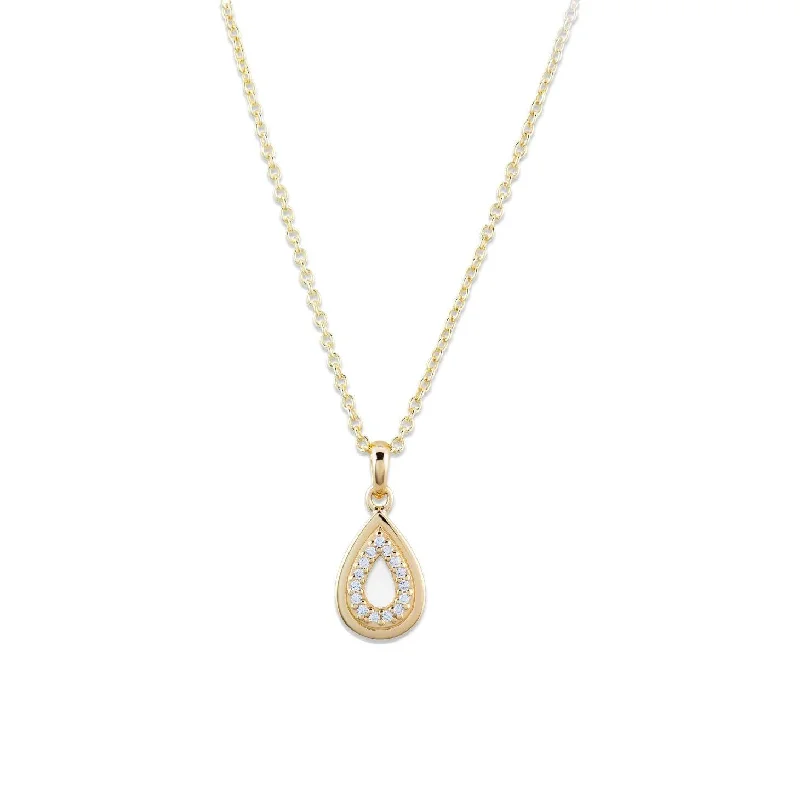 Custom Name Necklaces-Unique & Co Gold Vermeil Cubic Zirconia Teardrop Necklace