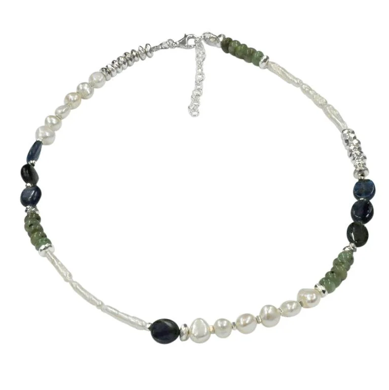 Modern Pendant Necklaces-Saphirim Multi-Gemstone Necklace