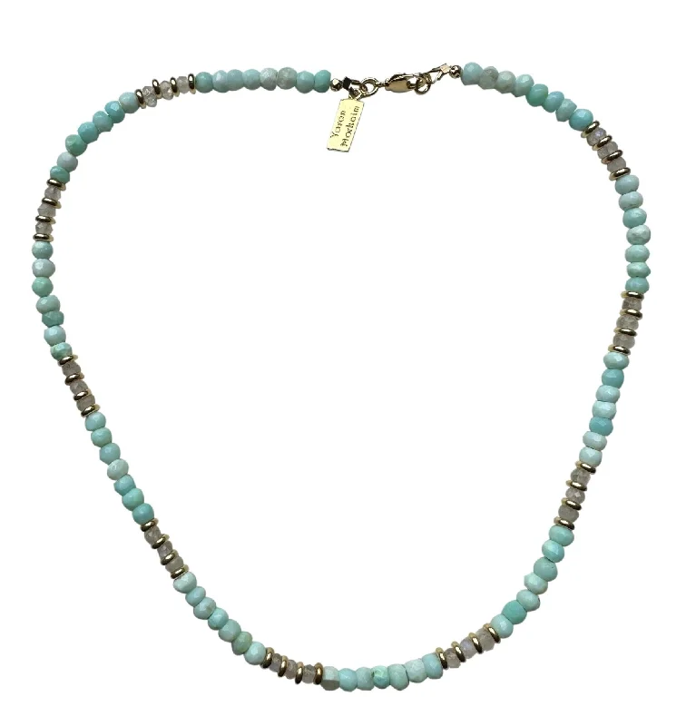 Handcrafted Gemstone Necklaces-Yaron Morhaim Peruvian Opal and Moonstone Necklace