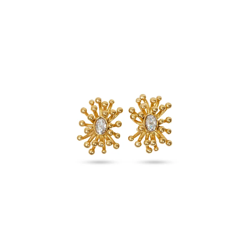 Simple Gold Hoop Earrings-THE OVAL DIAMOND CLUSTER STUD EARRINGS