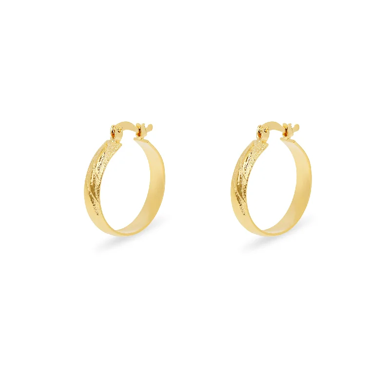 Statement Earrings for Women-THE HALF BRUSHED HOOP EARRINGS