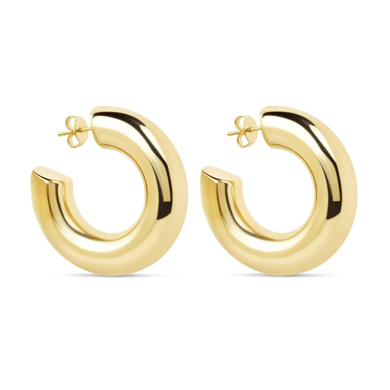 Trendy Silver Earrings-The Large Gold Hailey Hoops