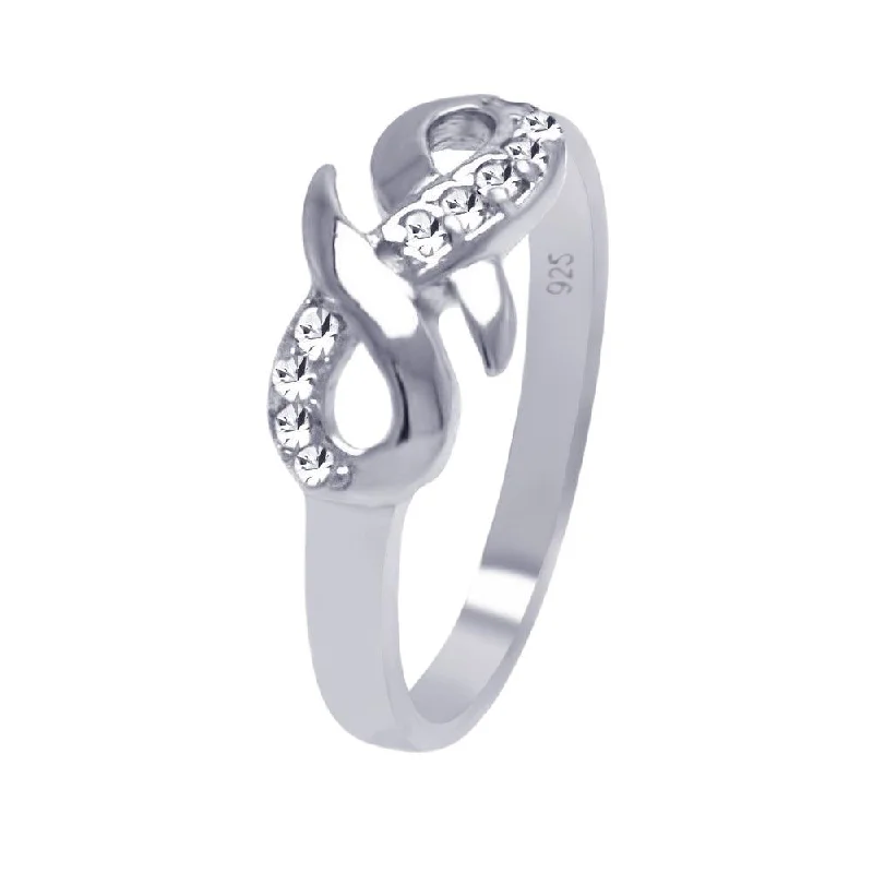 Trendy Rings for Men-Silver 925 Rhodium Plated CZ Infinity Ribbon Ring - AAR0033